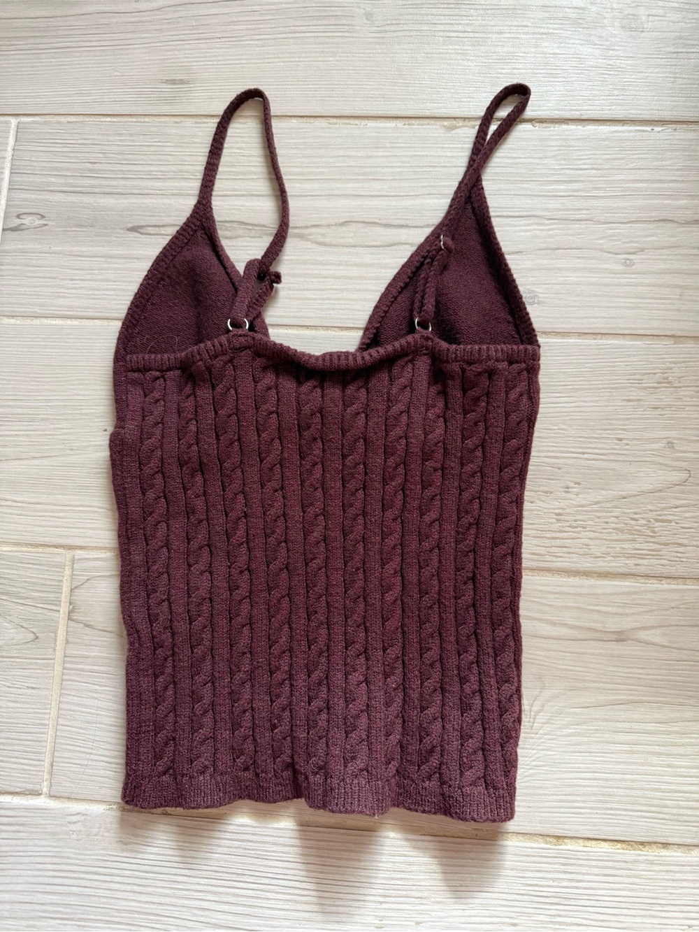 Cable-Knit Spaghetti Strap Tank in Plum - Picture 4 of 4